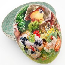 7" Hen's Village Papier Mache Easter Egg Container ~ Germany